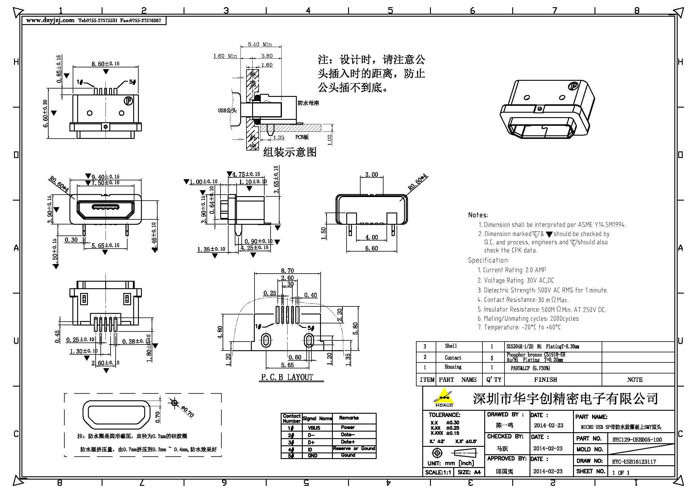 MICRO USB 5P帶防水膠圈板上SMT短頭產品圖.jpg